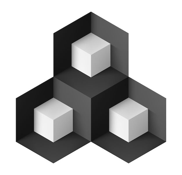 Objet Géométrique Abstrait Avec Des Cubes Blancs Pour La Conception