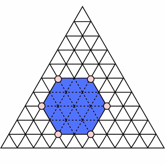 un objet géométrique bleu et blanc avec un triangle et un triangle plus petit