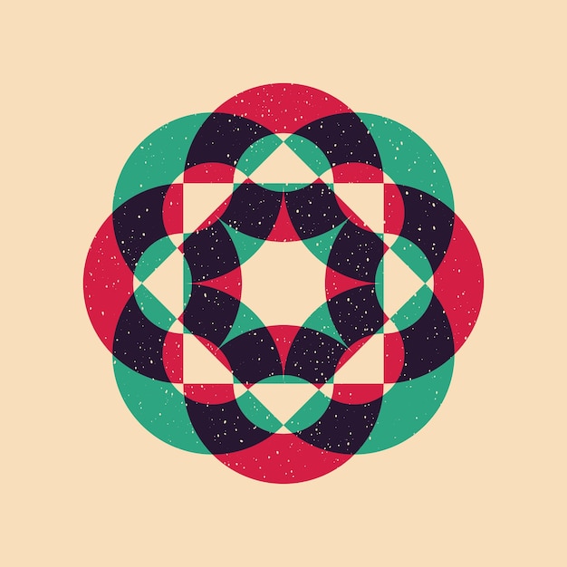 Objet géométrique avec effet d'impression riso Élément graphique vectoriel