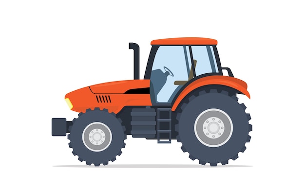 Vecteur objet isolé de tracteur pour la ferme avec illustration vectorielle de style plat moderne