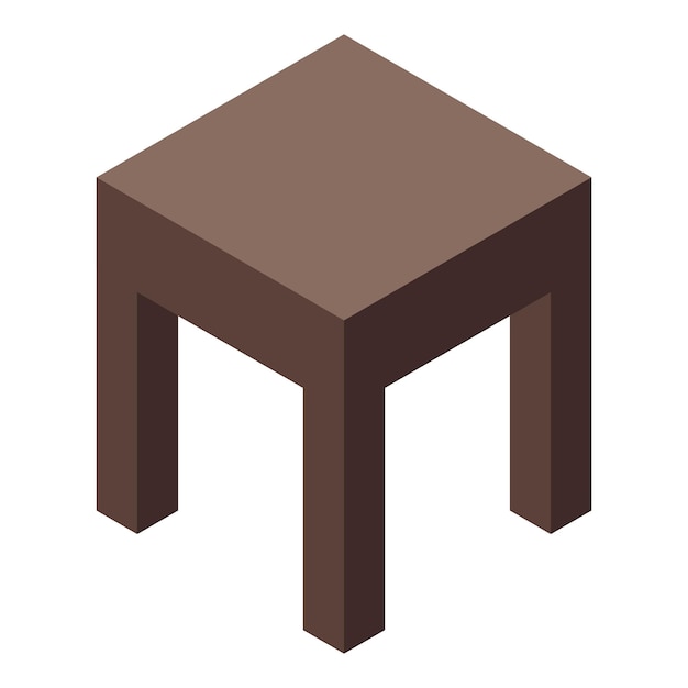 Objet isométrique de tabouret brun représentant des meubles pour s'asseoir