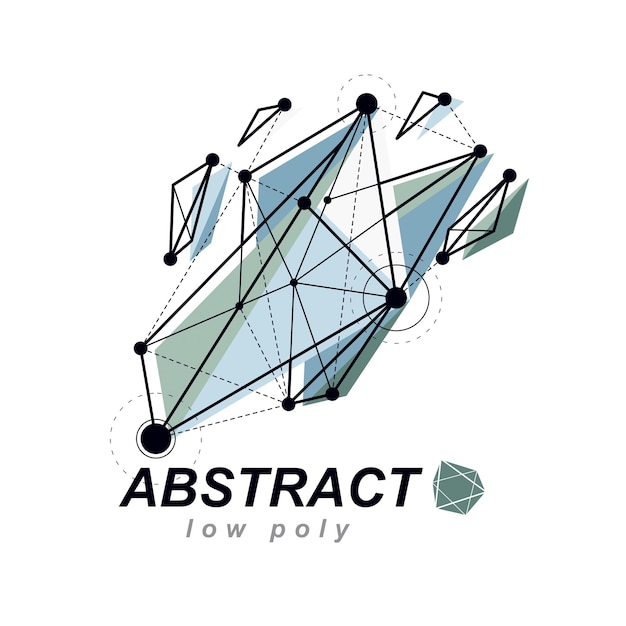 Objet de maillage 3d abstrait vectoriel, modèle de technologie low poly. Logo de l'industrie de la construction.