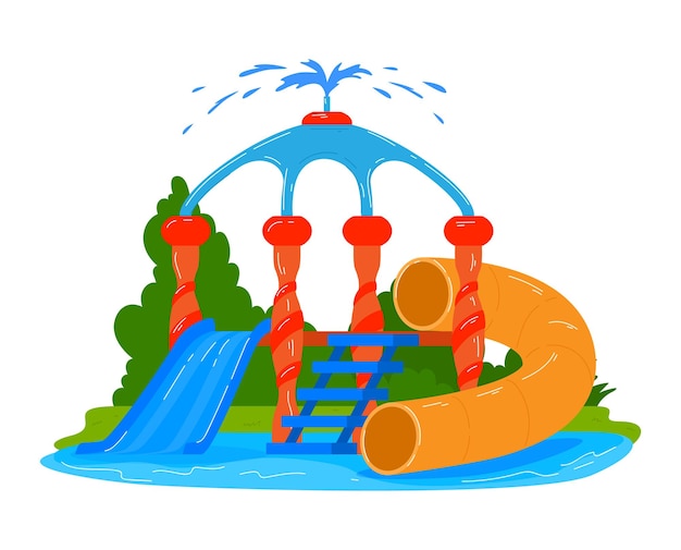 Vecteur objet de signe publicitaire avec illustration vectorielle de la vie marine parc aquatique d'été lettres au symbole du parc aquatique signe avec palmier tropical