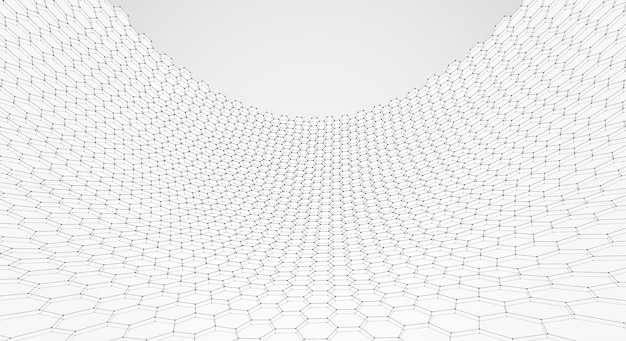 Objet vectoriel 3d d'une grille hexagonale avec des points de conception élégante