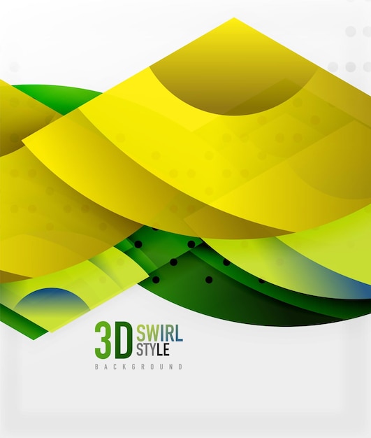 Objets à effet de tourbillon et d'onde 3D conception vectorielle de modèle abstrait