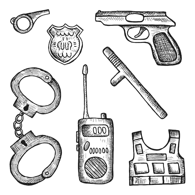 Vecteur objets de police définir des croquis vectoriels