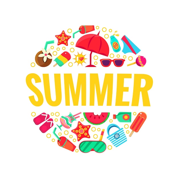 Des objets ronds pour des vacances d'été Illustration vectorielle