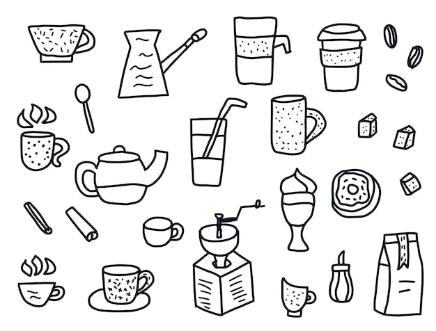 Objets de set de café Éléments de conception vectoriels