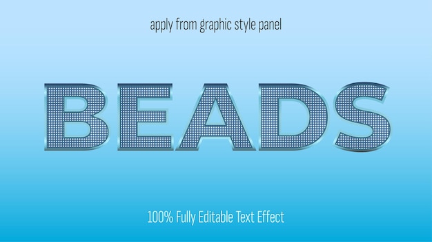 Vecteur ocean beads effet de texte premium entièrement modifiable