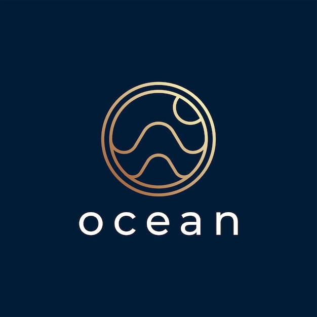 Ocean Sun Wave Contour De La Ligne Logo Design