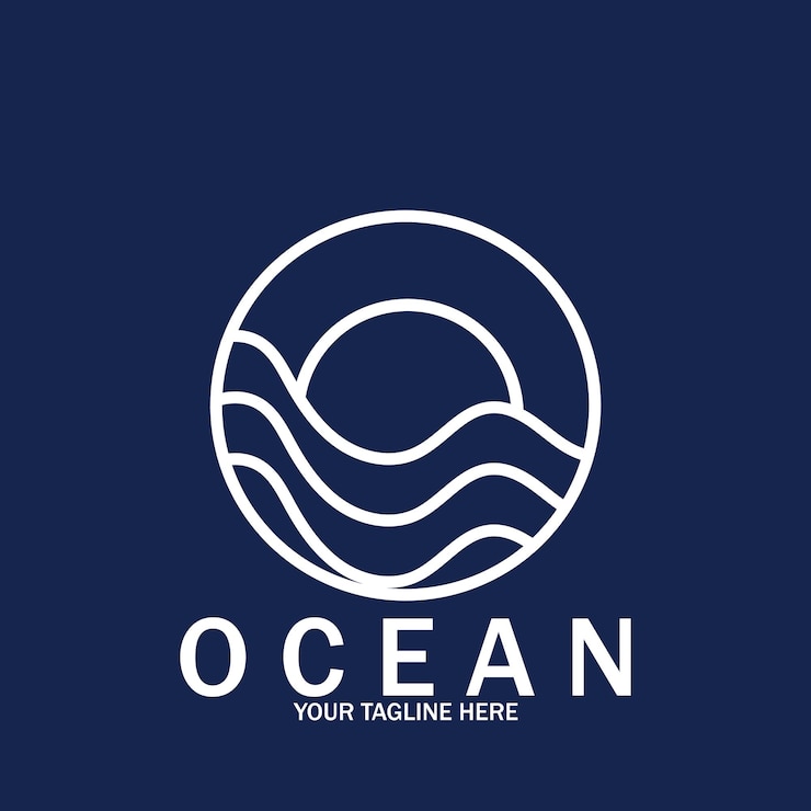 Vecteur océan vague soleil vecteur logo icône illustration vectorielle modèle de conception