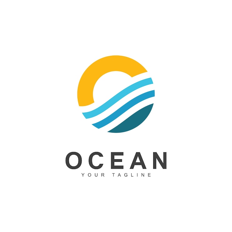 Vecteur ocean wave logo template vector ocean création de logo simple et moderne