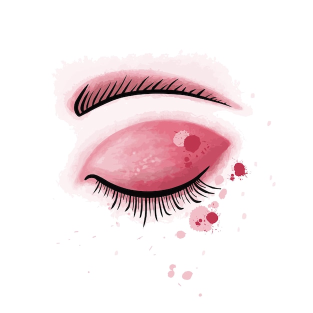 Oeil de beauté avec cils et sourcils Illustration de traçage numérique