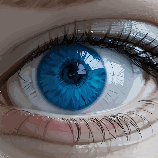 Vecteur l'œil humain bleu regarde de près