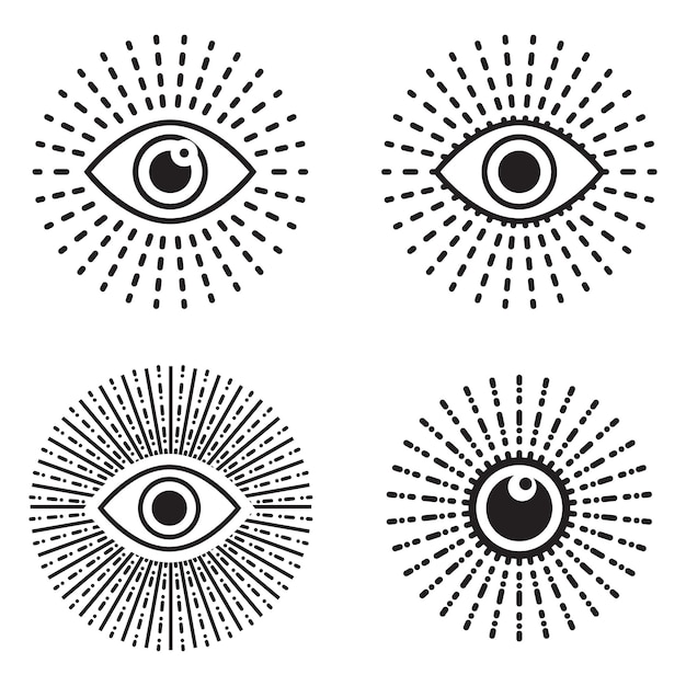 Oeil, Logo, Ensemble, Vecteur, Icône Oeil