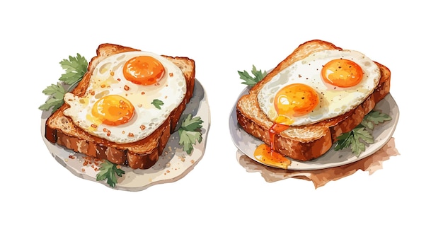 Oeuf frit toast clipart isolé illustration vectorielle