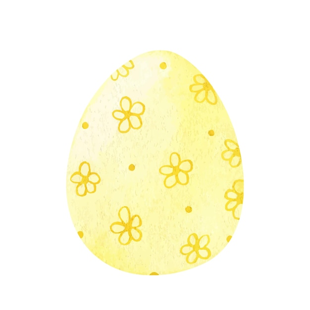 Oeuf de Pâques jaune aquarelle avec motif floral