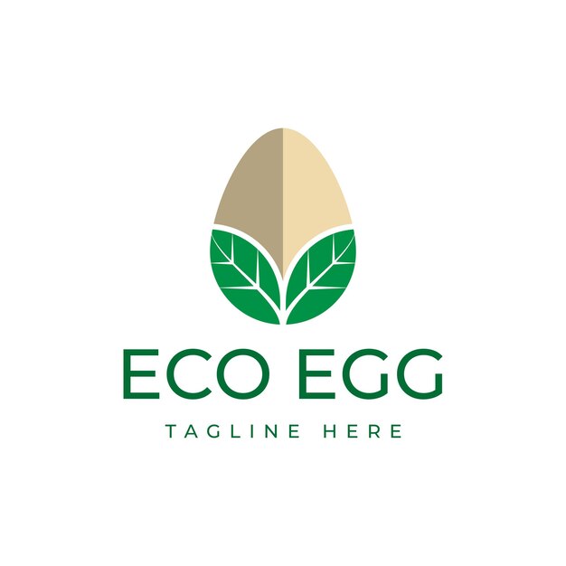 Vecteur Œuf de poulet avec des feuilles logo design concept de logo œuf écologique