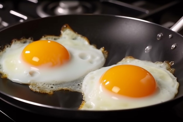 Des œufs dans une casserole isolés sur fond blanc