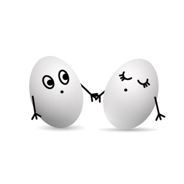 Oeufs sur une illustration vectorielle de fond blanc. Oeufs drôles