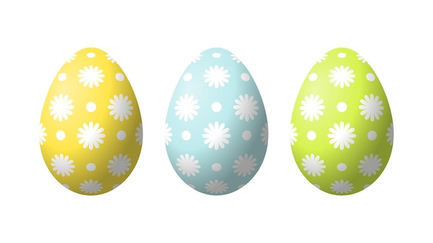 oeufs de Pâques réalistes isolés sur fond blanc.