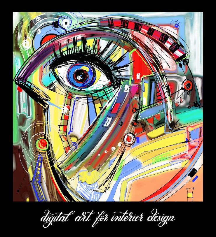 Vecteur oeuvre de peinture abstraite numérique contemporaine originale au design d'intérieur d'art mural imprimable