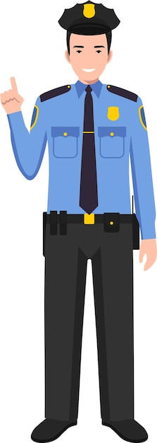 Officier de police américain en uniforme traditionnel Icône de personnage en vecteur de style plat