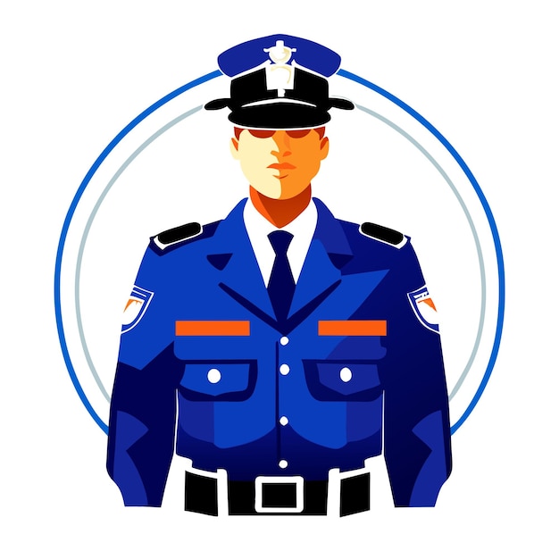 Officier De Police Sur Fond Blanc Illustration Vectorielle