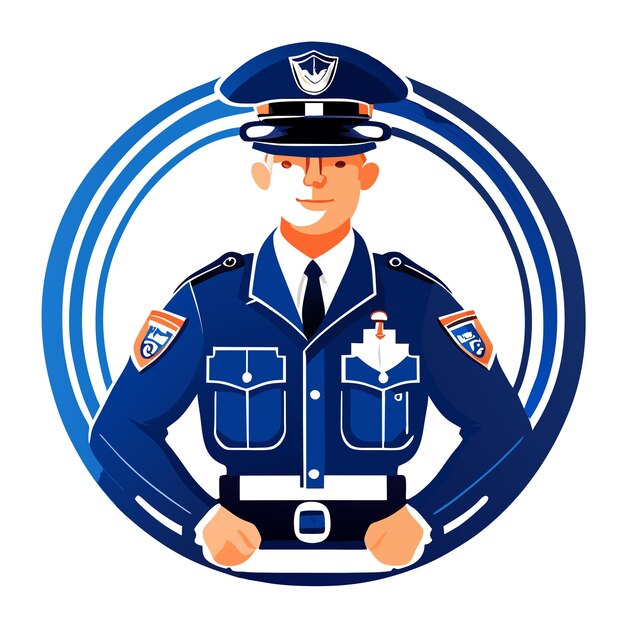 Officier de police sur fond blanc illustration vectorielle