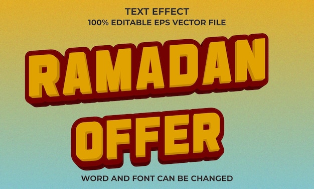 Offre De Ramadan Style D'effet De Texte 3d Effet De Texte 3d Modifiable Avec Le Concept De Texte D'offre De Ramadan Kareem