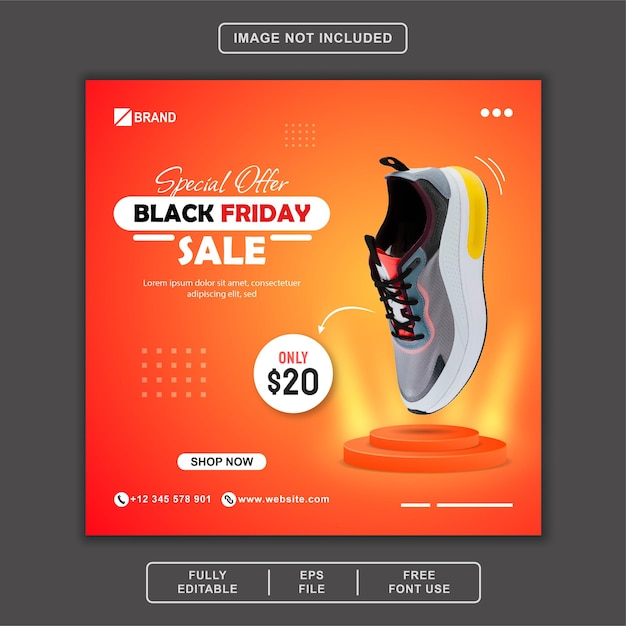 Offre Spéciale Black Friday Social Media Post Instagram Facebook Template