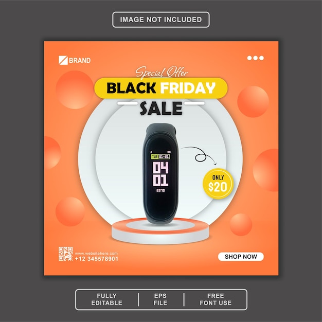 Offre spéciale Black Friday Social Media Post Instagram Facebook Template