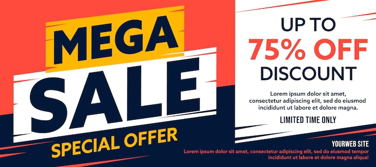 Vecteur offre spéciale mega sale jusqu'à un pourcentage de réduction