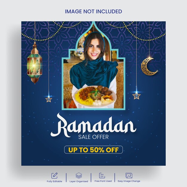 Vecteur offre de vente du ramadan et de l'aïd pour les fêtes islamiques sur les réseaux sociaux et instagram