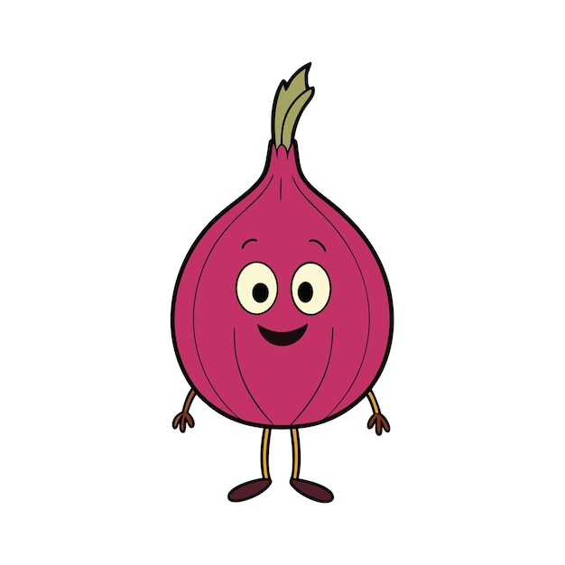 Un oignon mignon dans le style des dessins animés sur fond blanc