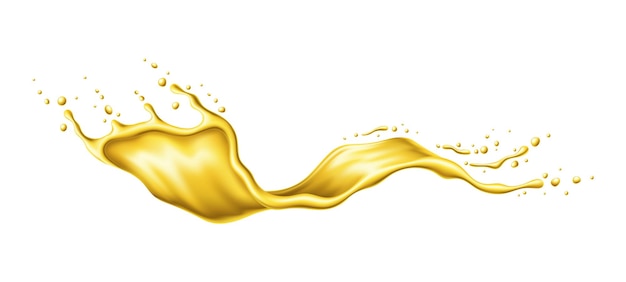 Oil de bière jaune ou éclaboussure de jus tourbillon liquide réaliste onde vectorielle 3D isolée d'eau limonade mangue pomme ou jus de citron soda ou miel capturé en plein air créant un effet de chute dynamique
