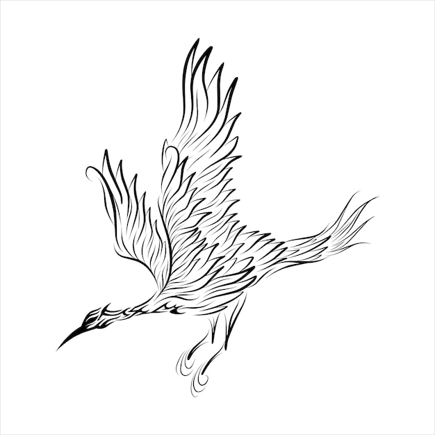 Oiseau Animal Tribal Tatouage Noir Et Blanc Conception