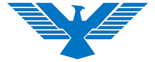 Oiseau Aux Ailes Déployées. Logo De Phénix En Hausse. Signe Rétro Bleu