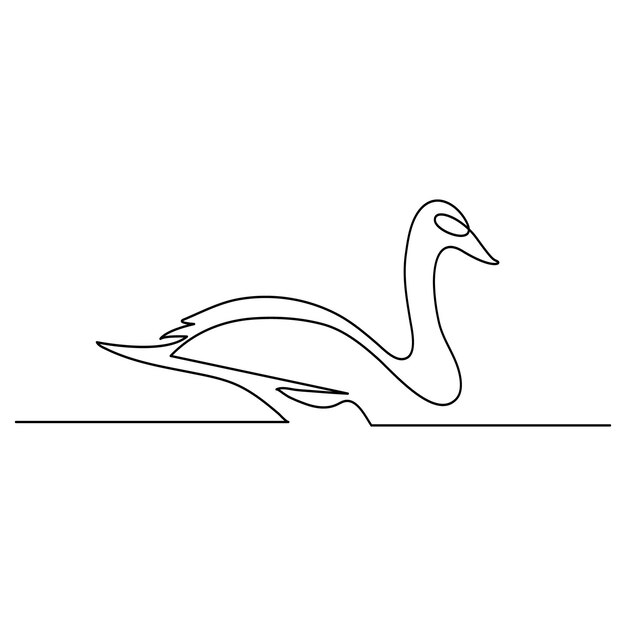 Vecteur oiseau canard dessin continu en une ligne d'oiseau d'eau canard illustration artistique vectorielle