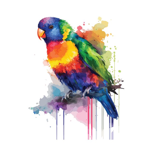 Vecteur oiseau coloré aquarelle