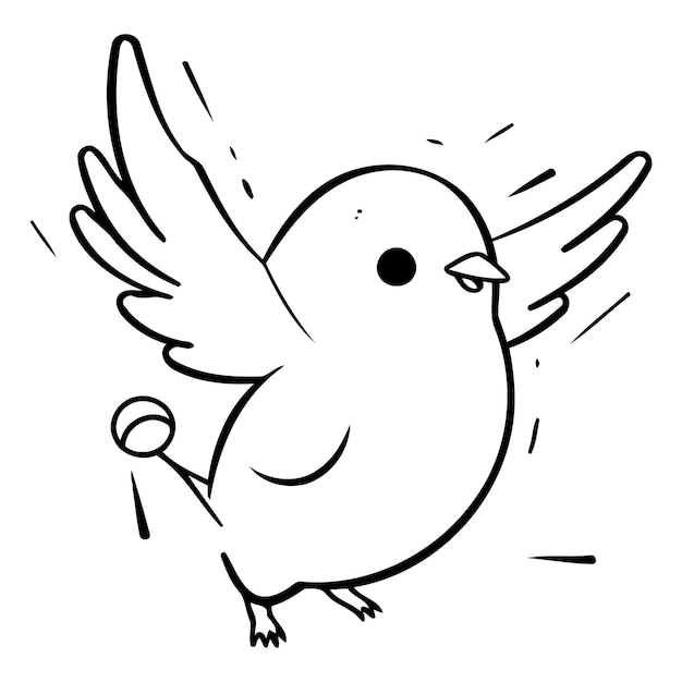 Oiseau de dessin animé mignon illustration vectorielle dans le style de doodle