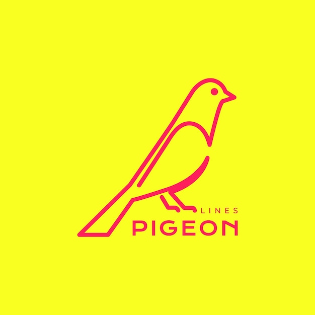 Oiseau Féminin Colombe Pigeon Longues Queues Ligne Art Moderne Logo Design Vecteur