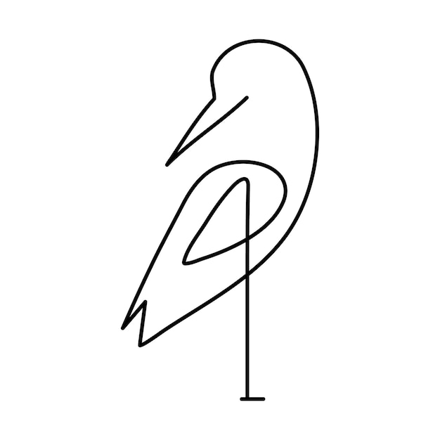 Vecteur oiseau flamant dessin continu en une ligne d'illustration d'art vectoriel de contour