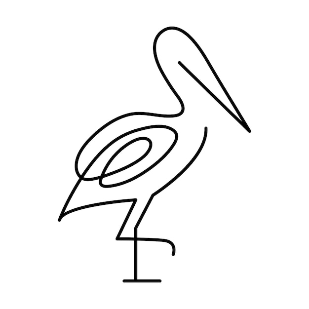 Vecteur oiseau flamant dessin continu en une ligne d'illustration d'art vectoriel de contour