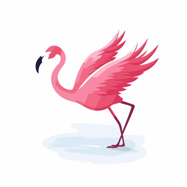 Oiseau Flamant Rose Isolé Sur Fond Blanc Illustration Vectorielle En Style Plat