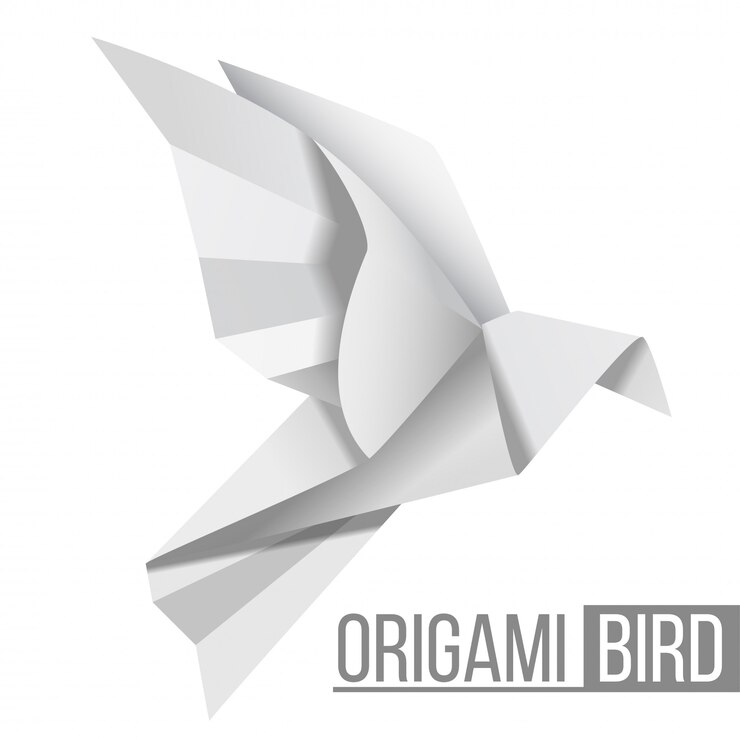 Vecteur oiseau en papier origami. figure volante de pigeon isolé. forme polygonale. art japonais du pliage de papier.