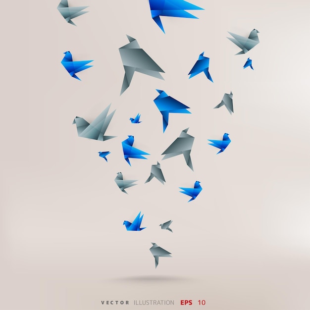 Oiseau en papier origami sur un fond abstrait
