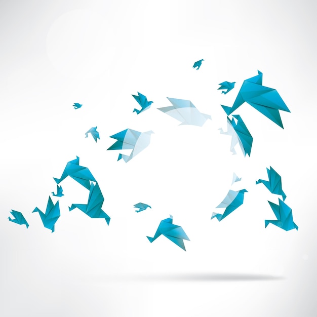 Oiseau en papier origami sur un fond abstrait