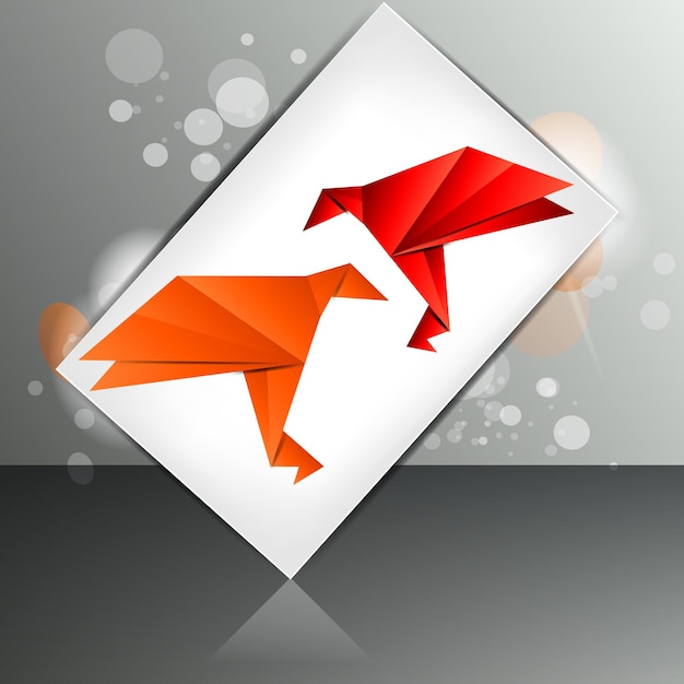 Vecteur oiseau en papier origami sur un fond abstrait