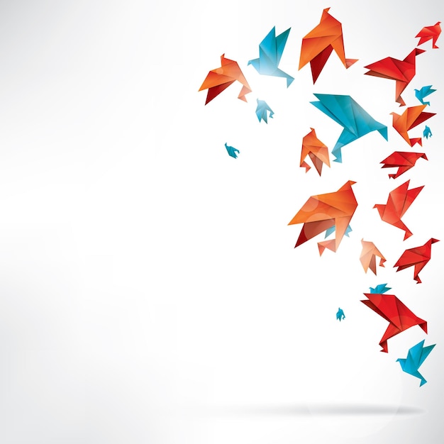 Oiseau en papier origami sur un fond abstrait